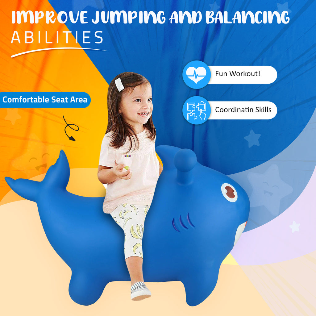Blue Inflatable Bouncing Horse Hopper Toy C9581