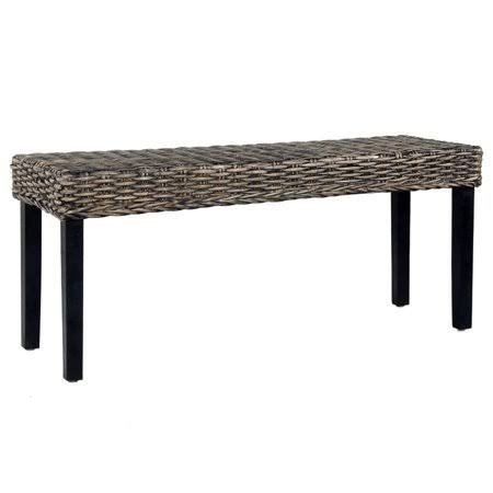 Black Kubu Rattan and Solid Mango Wood Bench S85476
