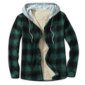 Mens Fleece Lined Flannel Plaid Shirts Jacket Button Down Sherpa Jackets with Hood Long Sleeve Winter Hooded Coats R3666