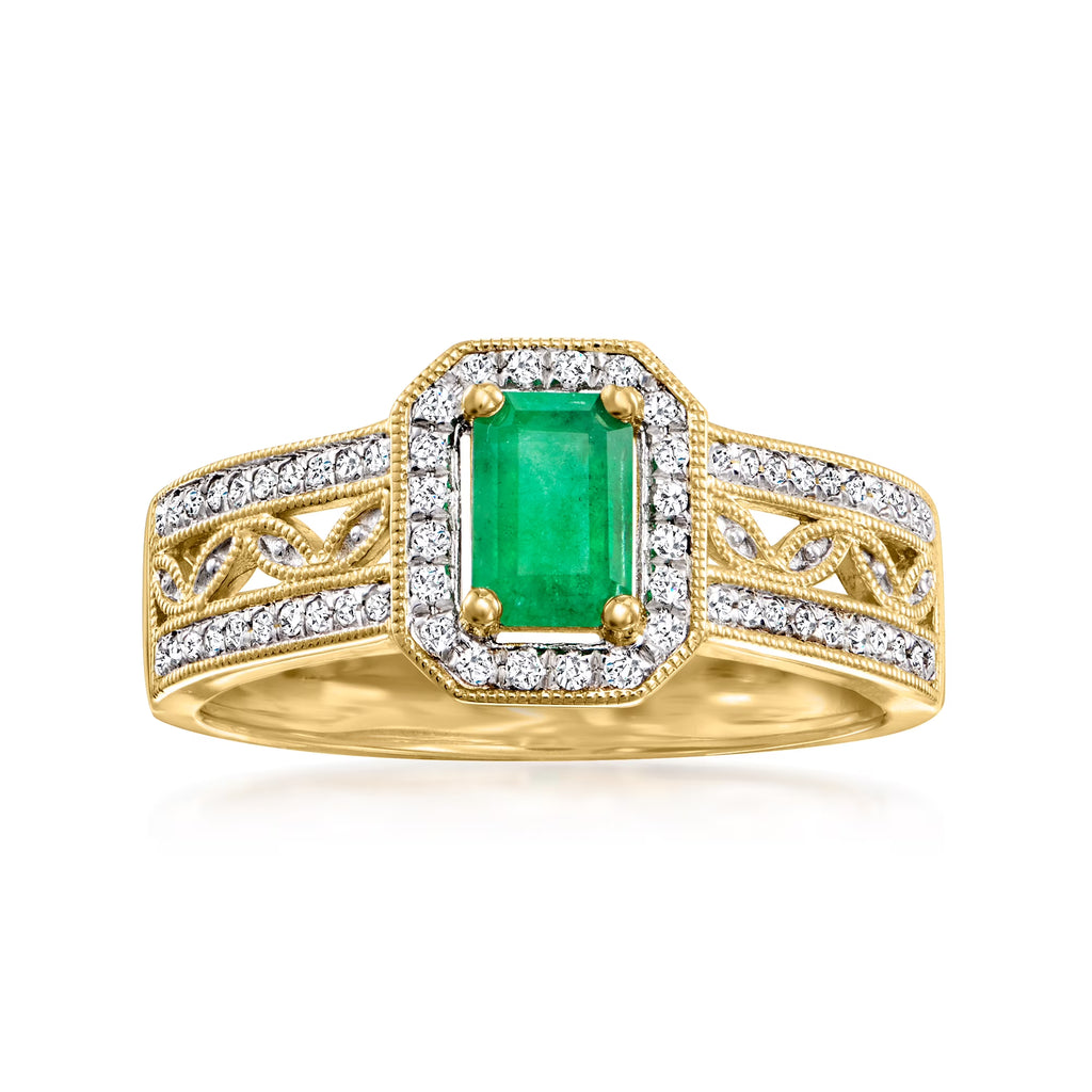0.40 Carat Emerald and .22 ct. t.w. Diamond Halo Ring in 14kt Yellow Gold H562688
