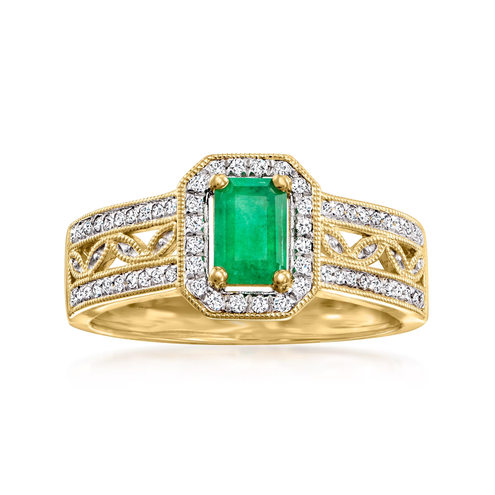 0.40 Carat Emerald and .22 ct. t.w. Diamond Halo Ring in 14kt Yellow Gold H562688