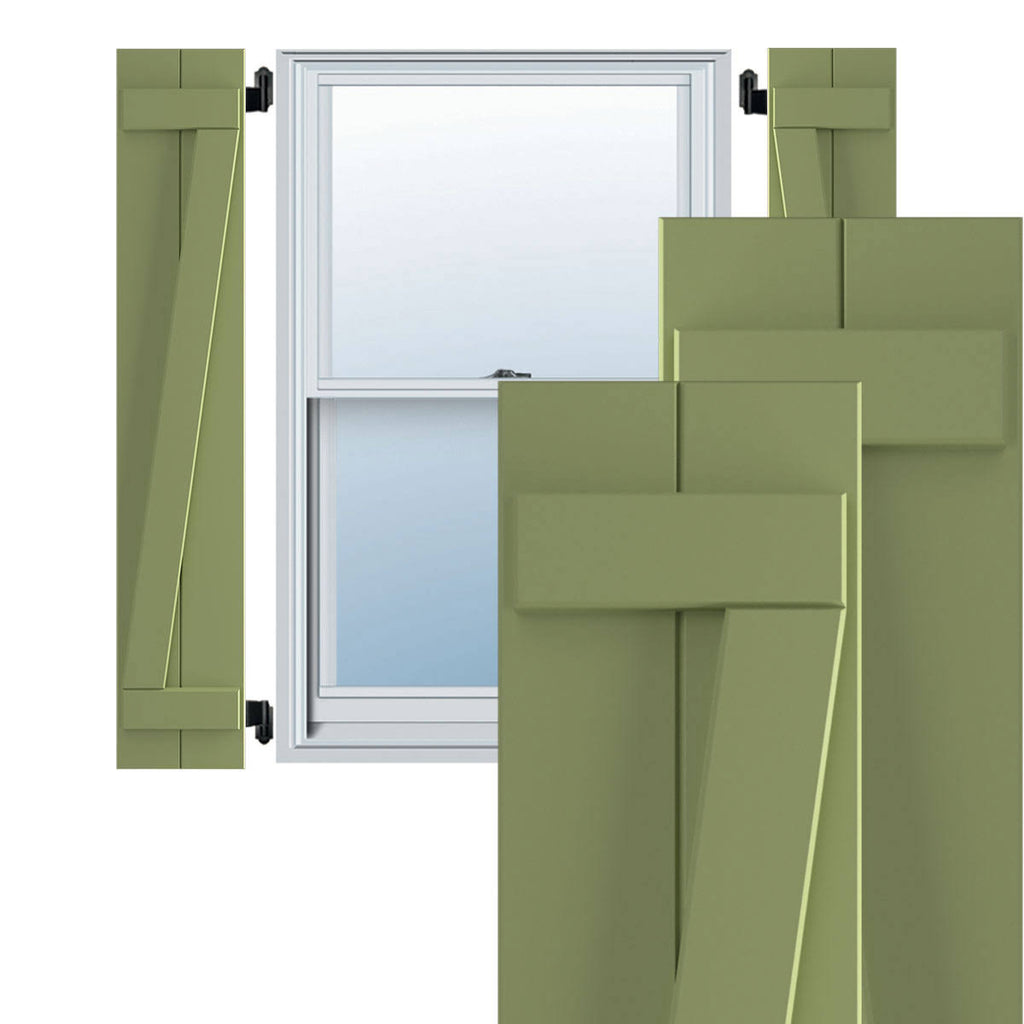 Moss Green PVC Board and Batten Shutters (Per Pair) C842462