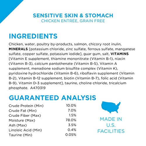 Sensitive Skin and Stomach Wet Cat Food Variety Pack, Pack of 24, 3 oz. Cans L9371