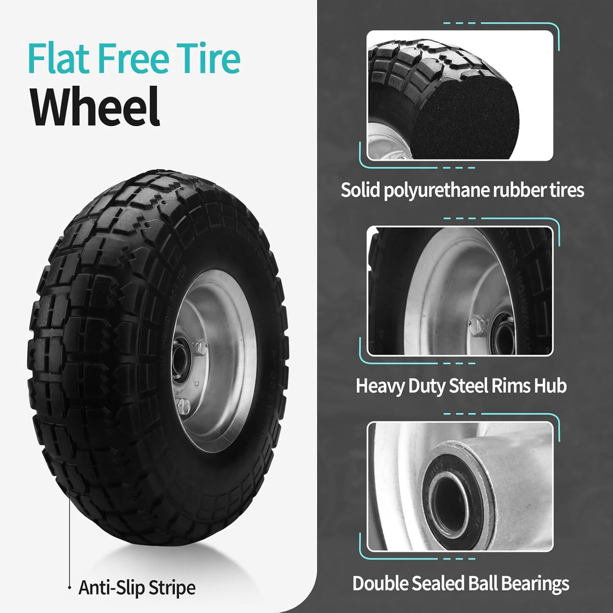 10 Inch Solid Rubber Tires with 5/8" Axle Holes (2 Pack) Q119