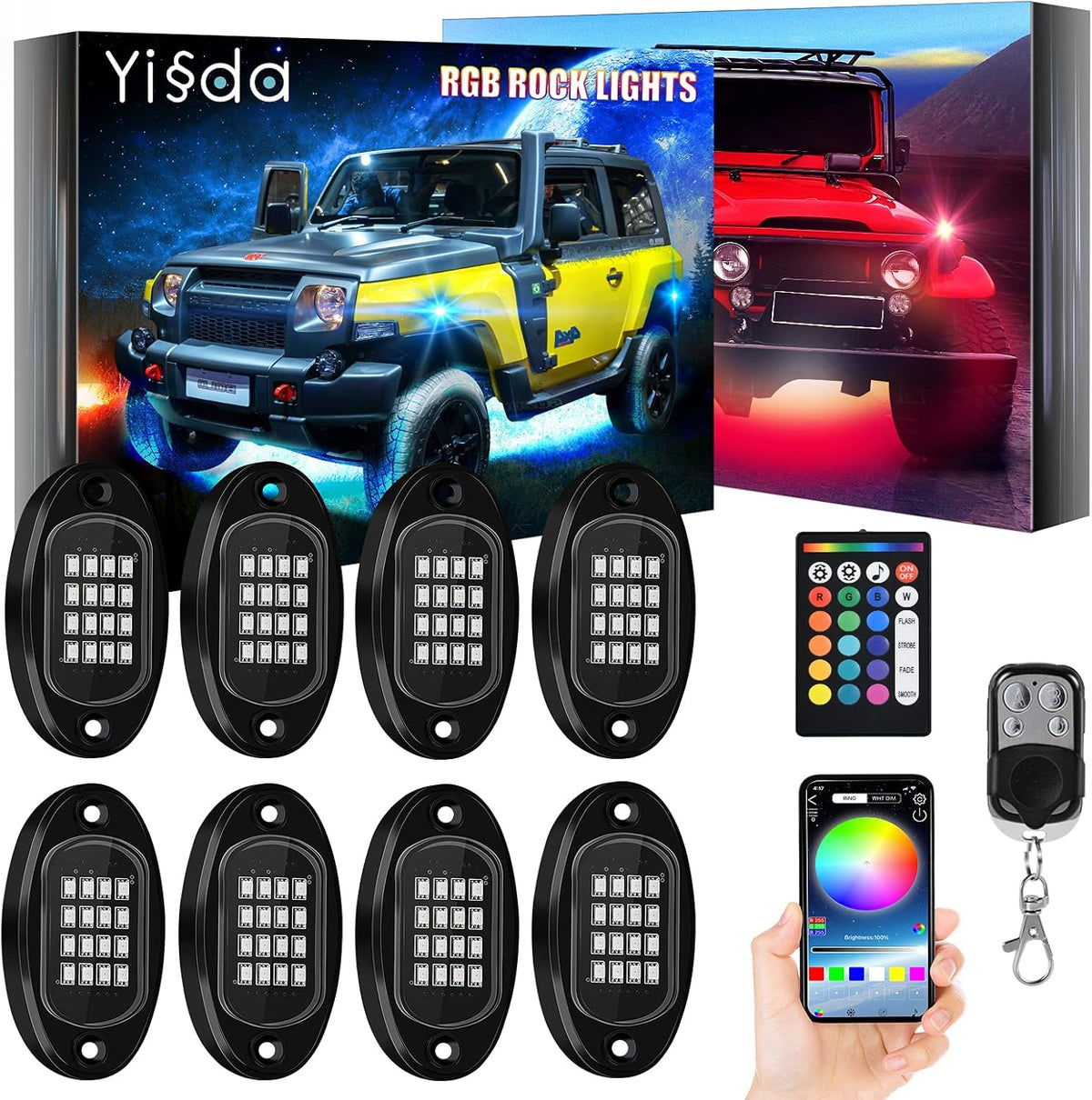 10 Pods RGB LED Rock Light Kit with APP Control J811241