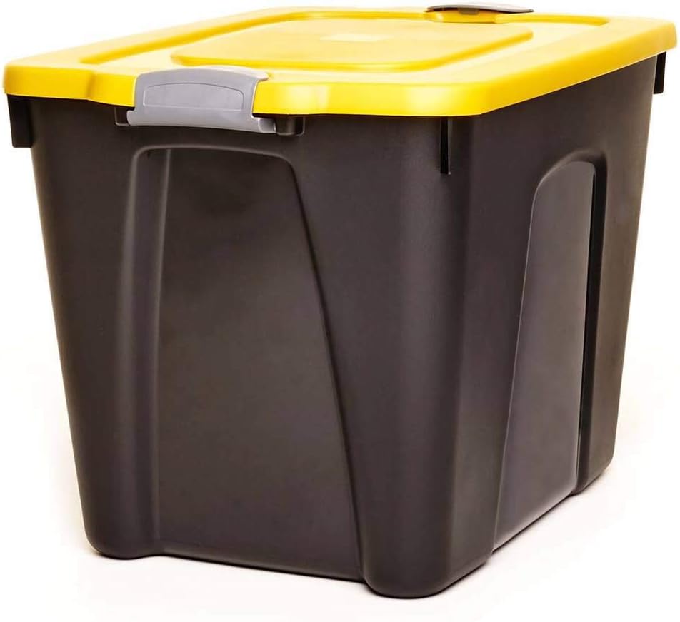 Black and Yellow 34 Gallon Plastic Storage Container Set of 2 F5697