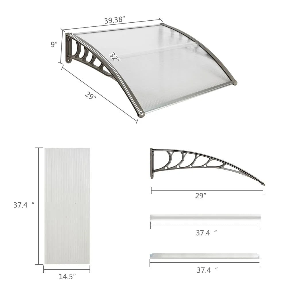 39"x29" Patio Awning Silver & Gray T757