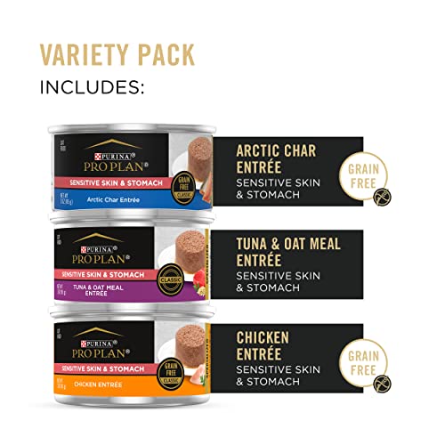 Sensitive Skin and Stomach Wet Cat Food Variety Pack, Pack of 24, 3 oz. Cans L9371