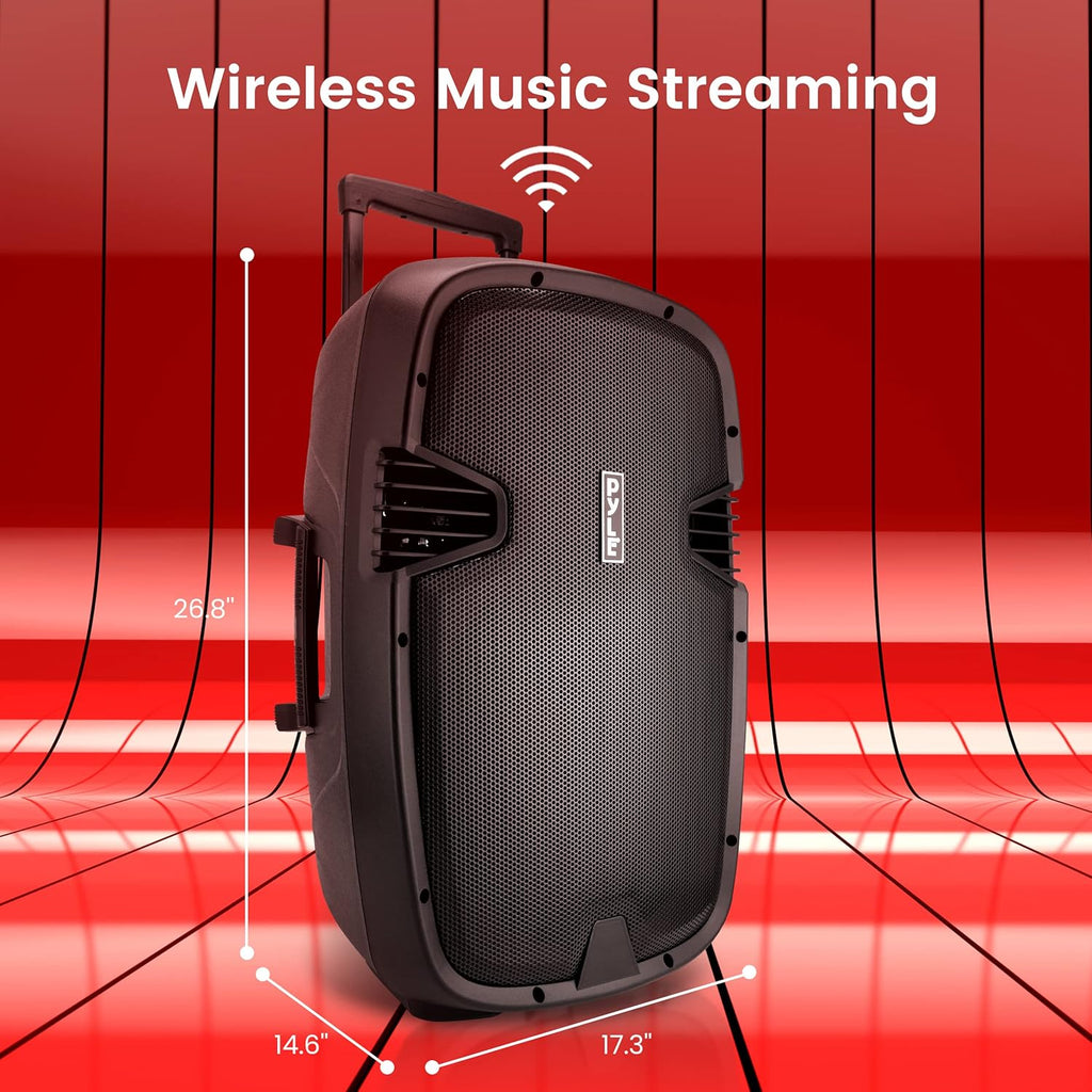 15" Bluetooth PA Speaker with 2 UHF Wireless Microphones, Black E607