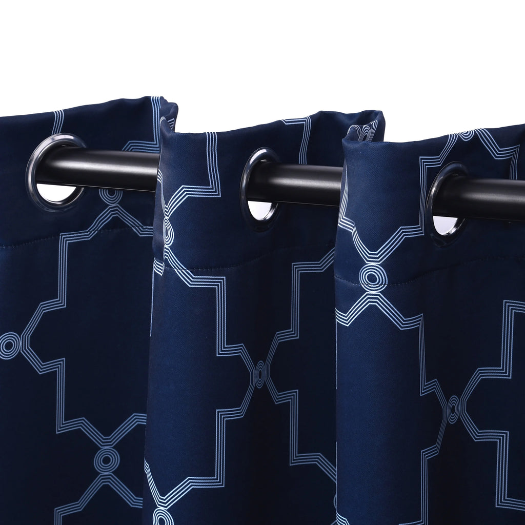 Navy Blue Blackout Grommet Curtain Set Of 2 J105508