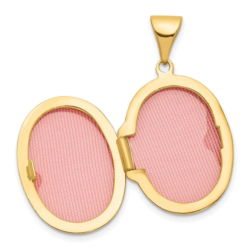 14K Yellow Gold White Rhodium Plated Footprints Locket O60075