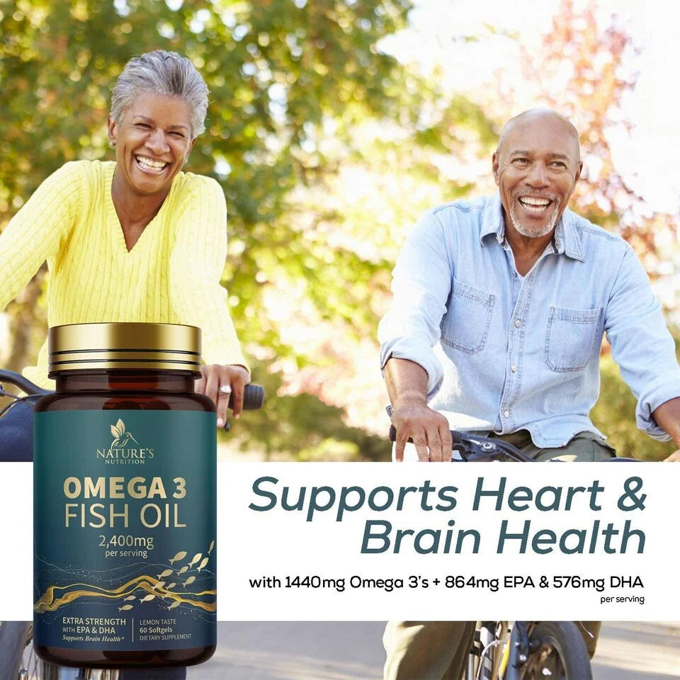 Omega 3 Fish Oil Capsules 2400mg EPA & DHA 60 Softgels E921