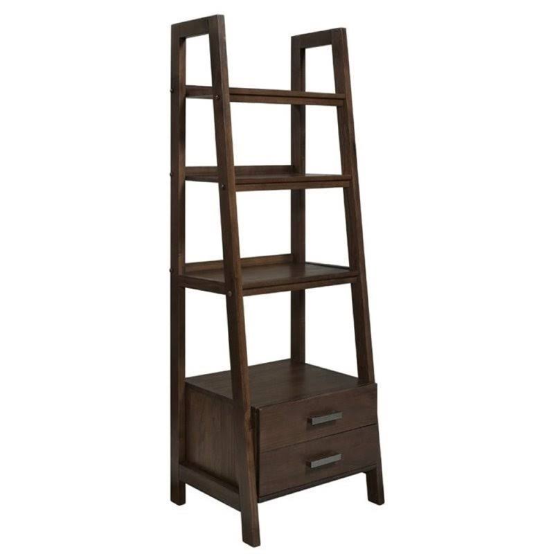 4 Shelf Ladder Bookcase in Saddle Brown W61629