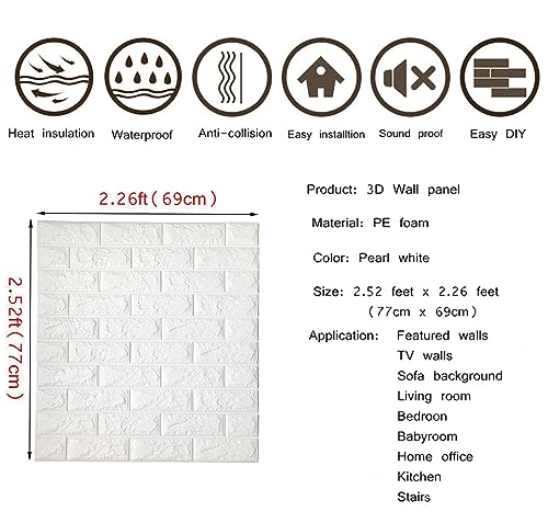 20 Pack Peel and Stick 3D Faux Brick Wall Panels G6408