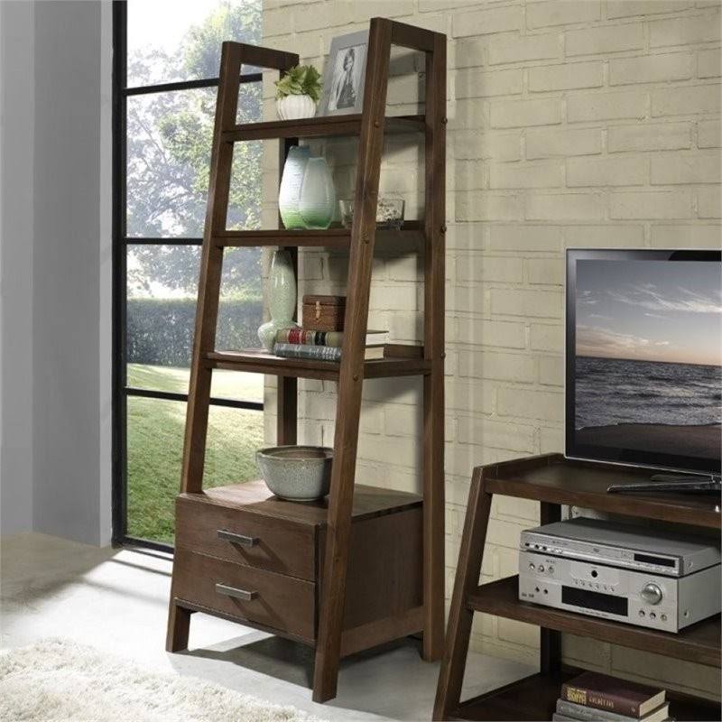 4 Shelf Ladder Bookcase in Saddle Brown W61629