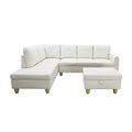Red Linen L Shaped Sectional Couch with Chaise Ottoman A285295