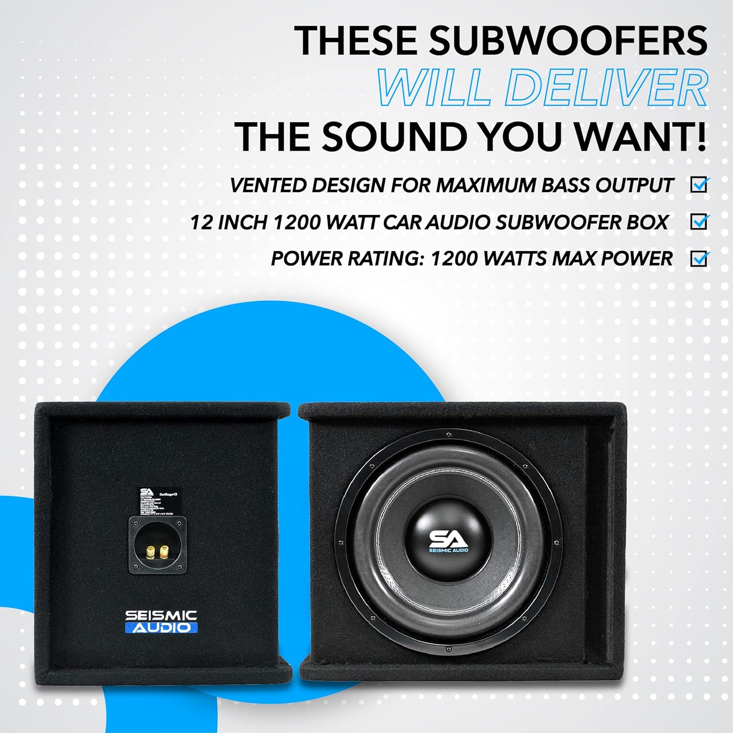 12 Inch 1200 Watt Car Audio Subwoofer Box Enclosure E79630