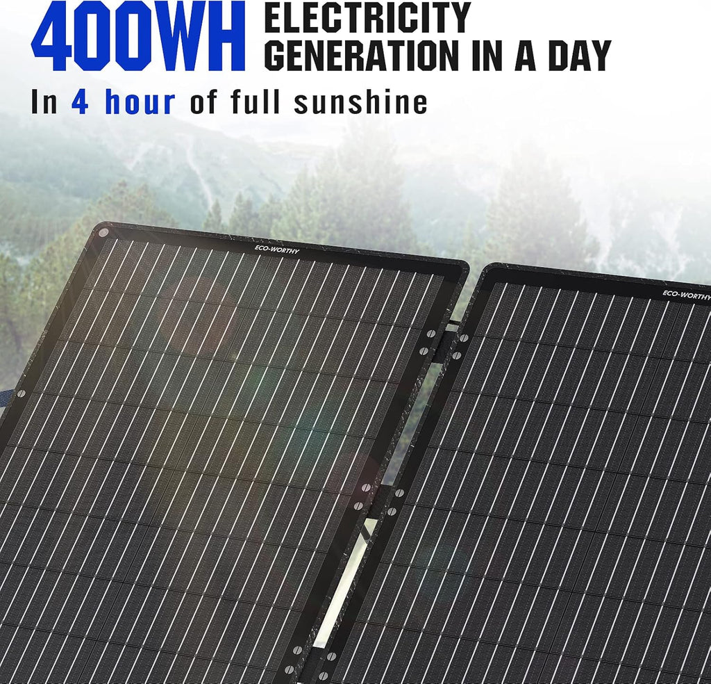 100W Foldable Solar Panel with Adjustable Kickstand U133355