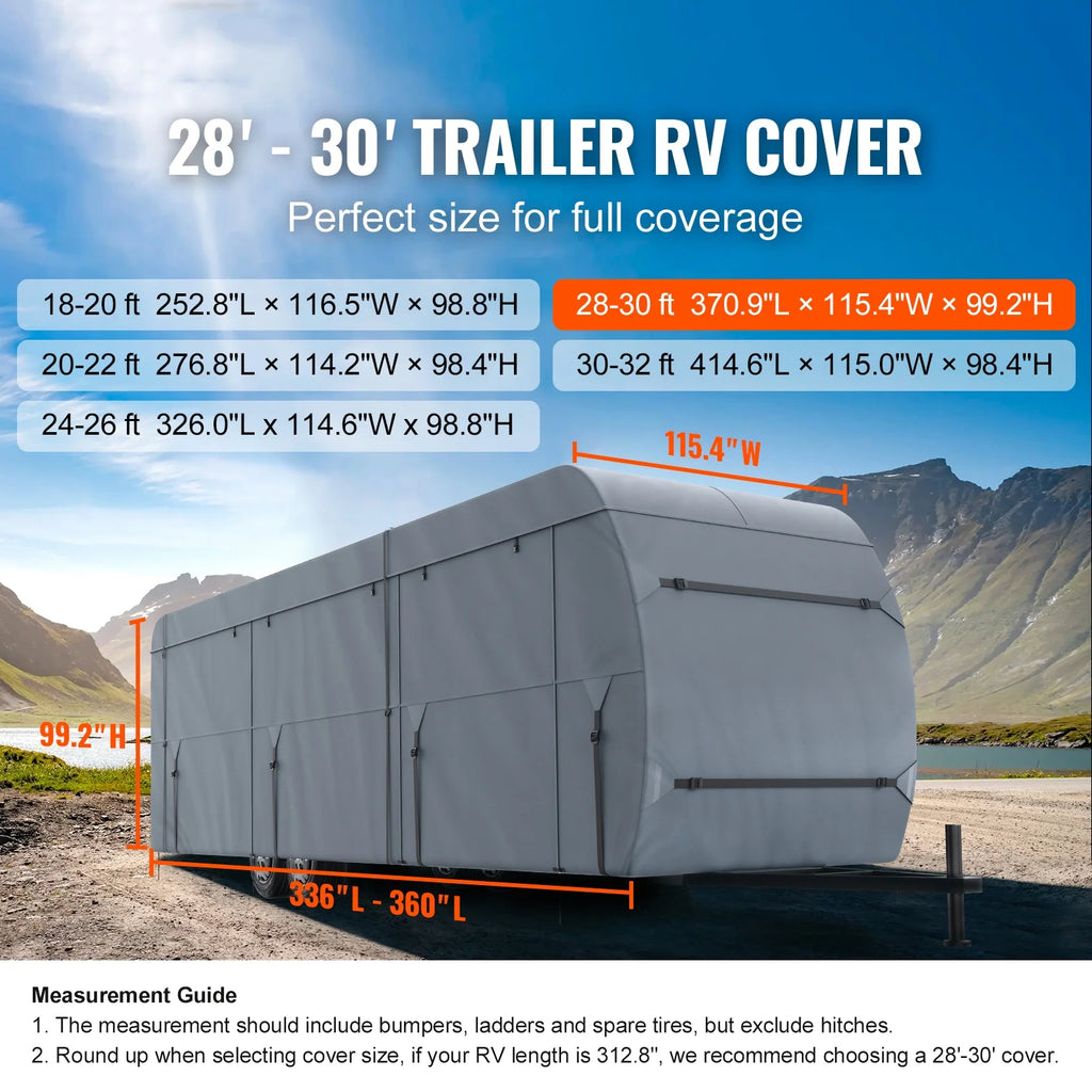 28-30' 4-Layer Non-Woven Fabric RV Cover with Storage Bag and Patches V15799