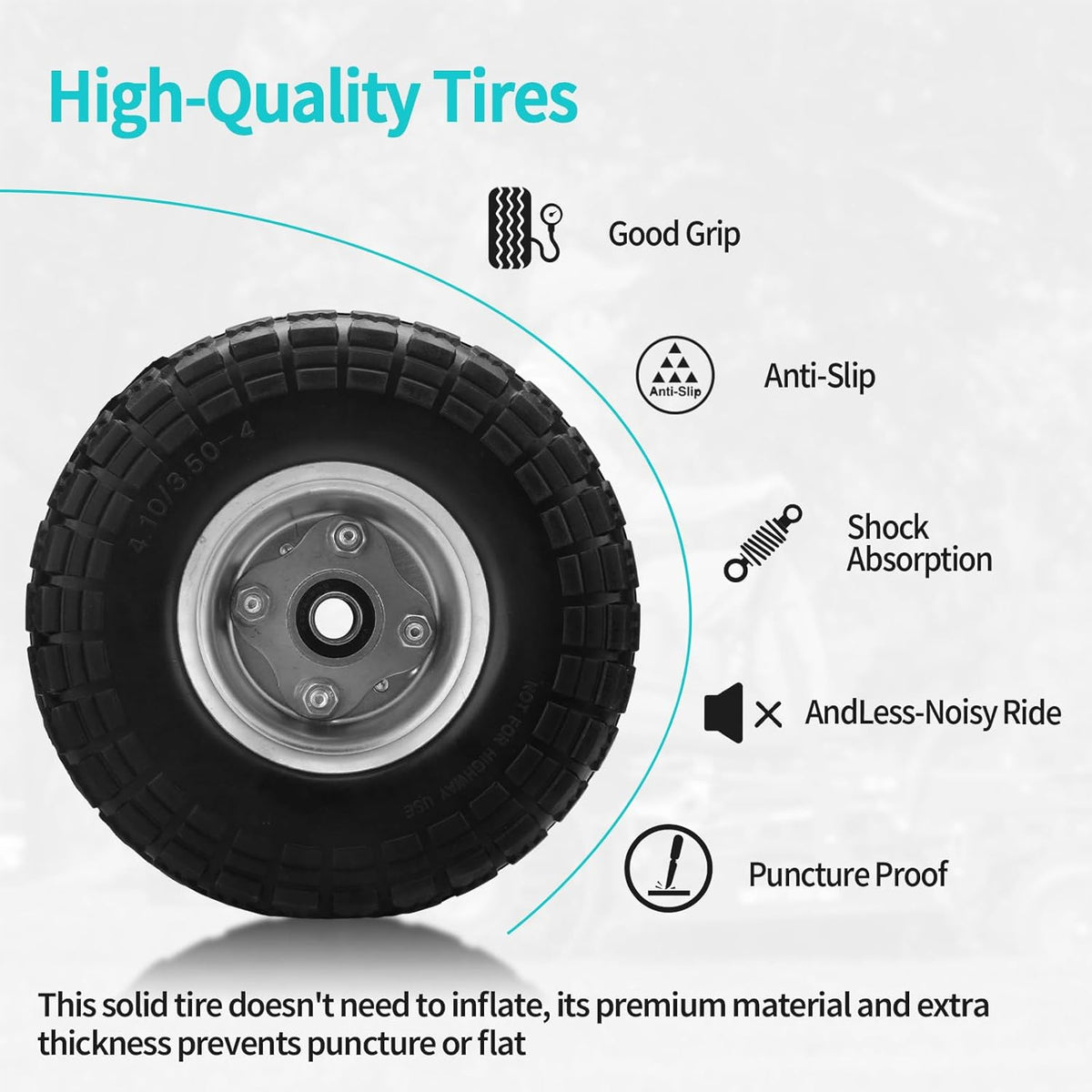 10 Inch Solid Rubber Tires with 5/8" Axle Holes (2 Pack) Q119