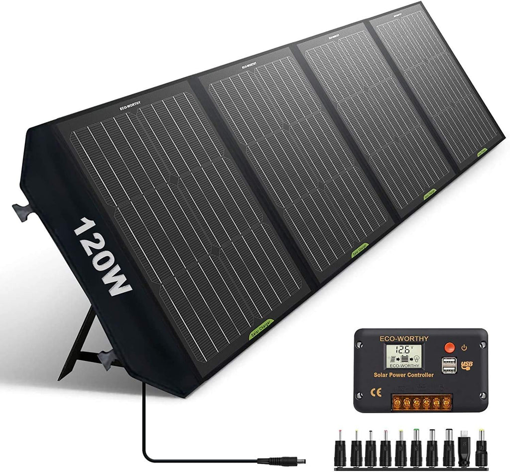100W Foldable Solar Panel with Adjustable Kickstand U133355