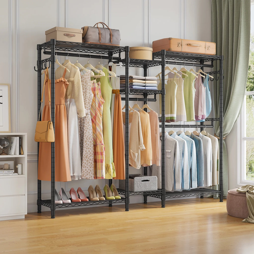 Heavy Duty Portable Clothes Rack, Max Load 800 Lbs, Black J50878