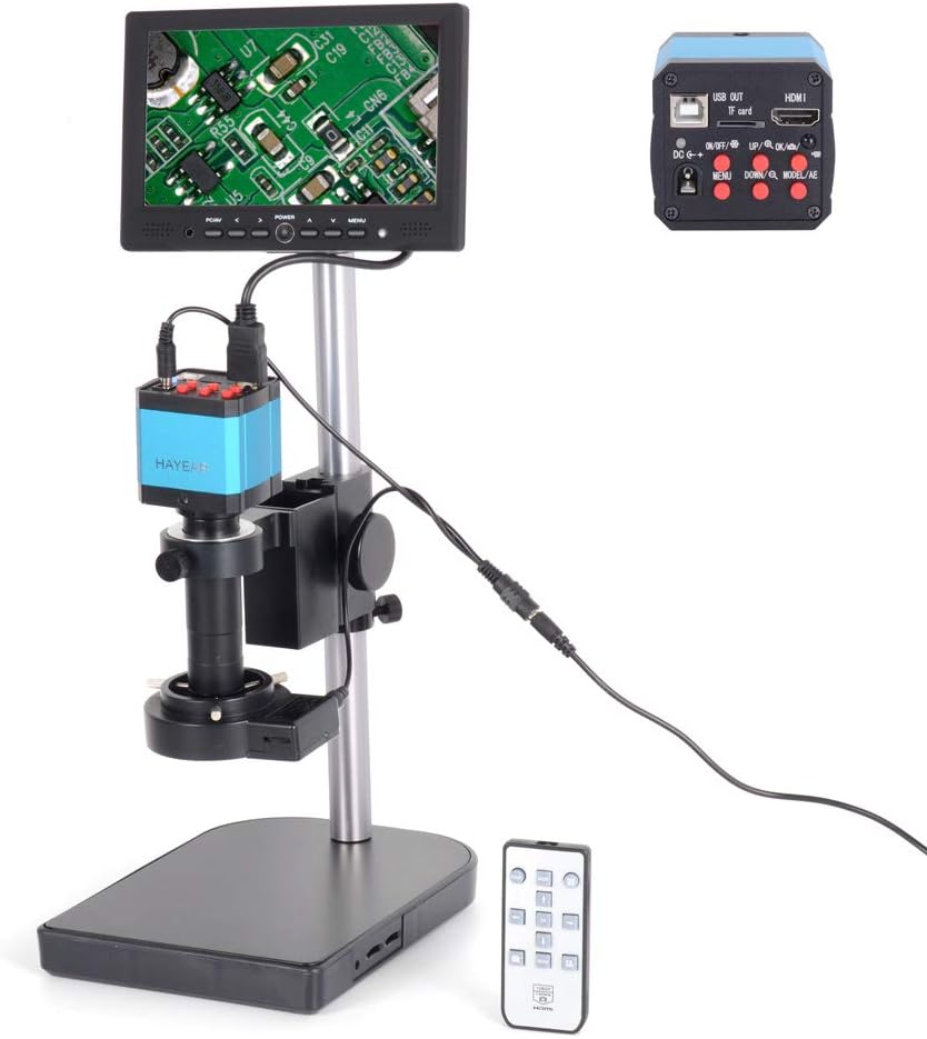 14MP HDMI USB Digital Industry Microscope Camera 100X Zoom C-Mount Lens 8GB TF Card 7 inch HDMI LCD Monitor B3628