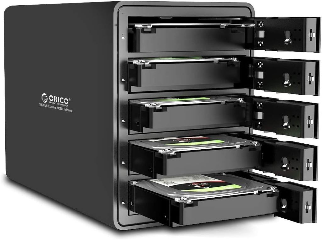 5 Bay External Hard Drive Enclosure USB 3.0 3.5 inch Aluminum Alloy HDD Enclosure with Fan E623208
