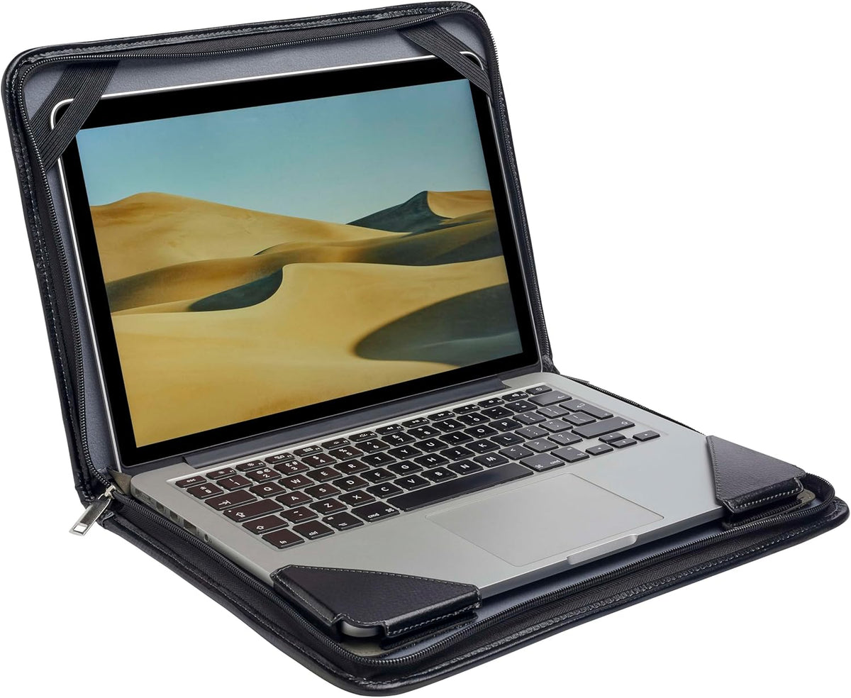 Black Leather Laptop Messenger Case K70695