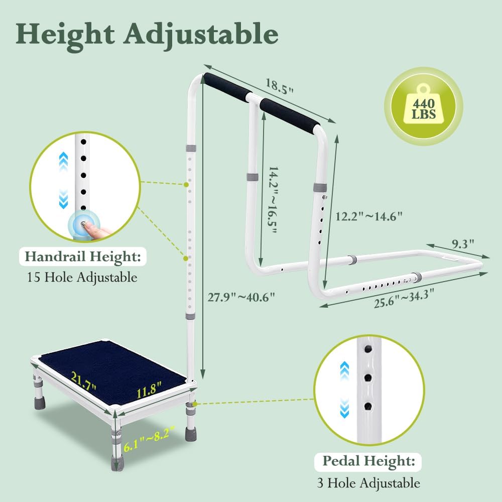 2-in-1 Bedside Guard Rails Step Stool with Handle T511731