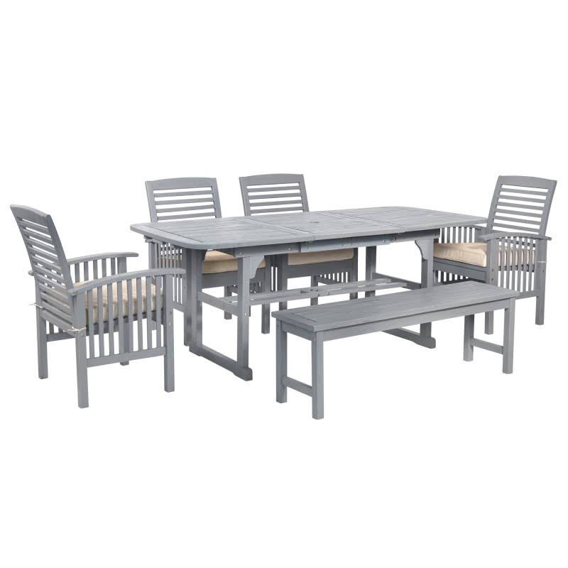 6 Piece Acacia Framed Outdoor Dining Set, Gray K6252