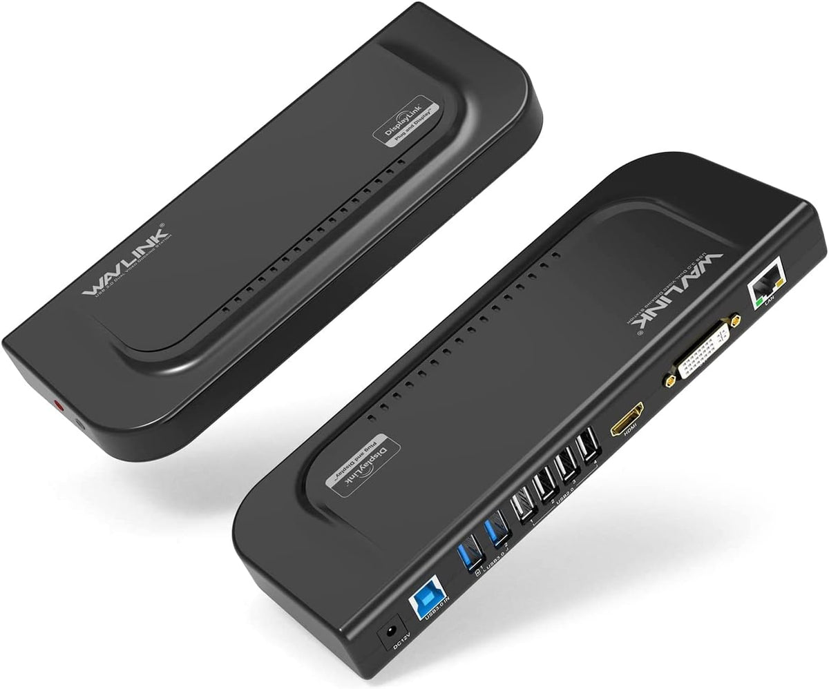 USB3.0 Universal Laptop Docking Station with Dual Video Monitor Display, HDMI/DVI/VGA Gigabit Ethernet, 6 USB Ports W465548