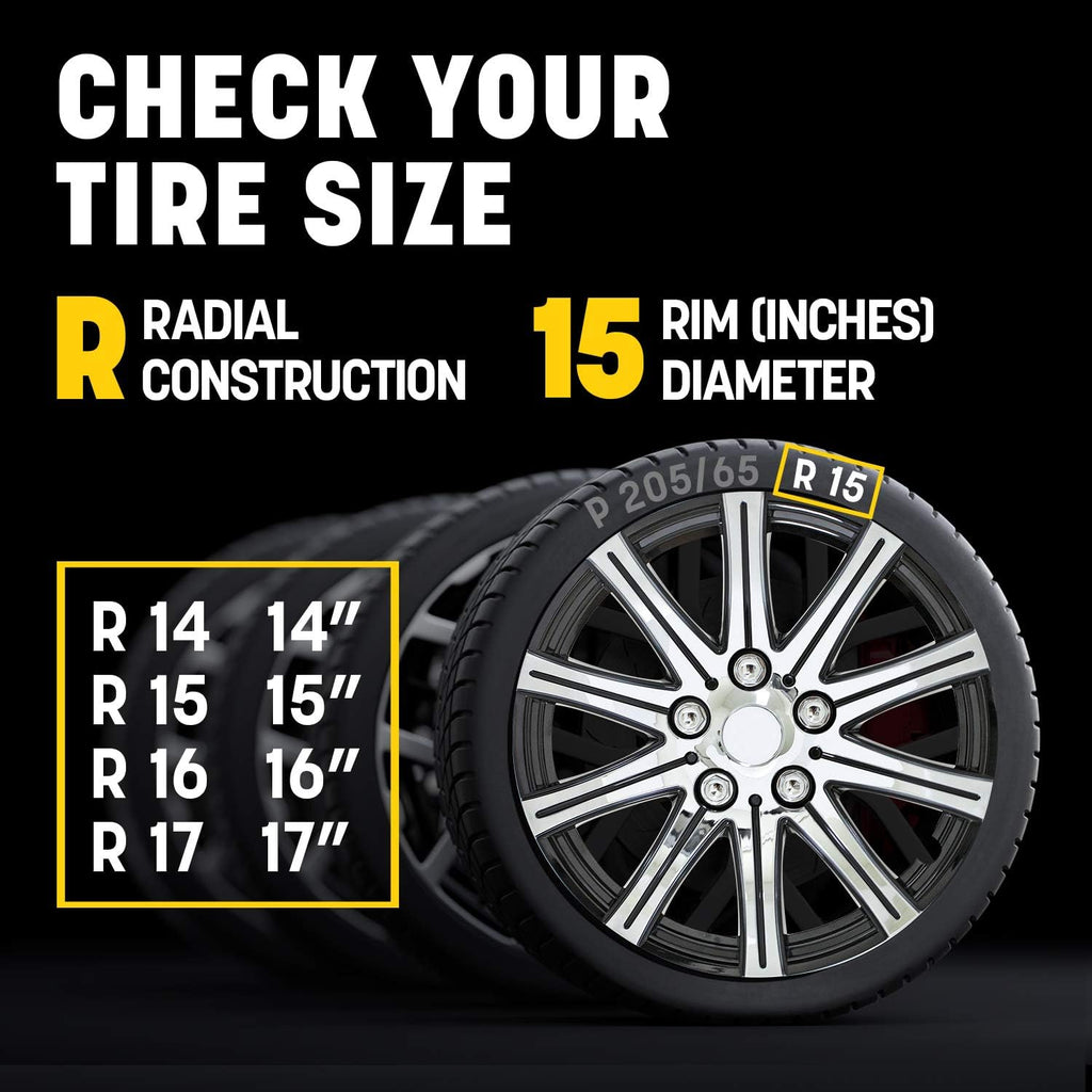 Black and Silver 10-Spoke 15 Inch Wheel Covers Set of 4 A6554