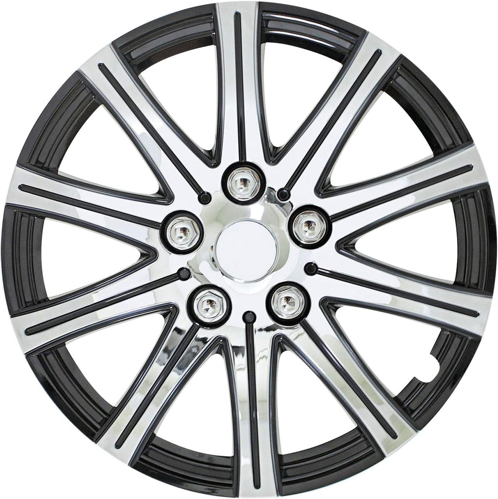 Black and Silver 10-Spoke 15 Inch Wheel Covers Set of 4 A6554
