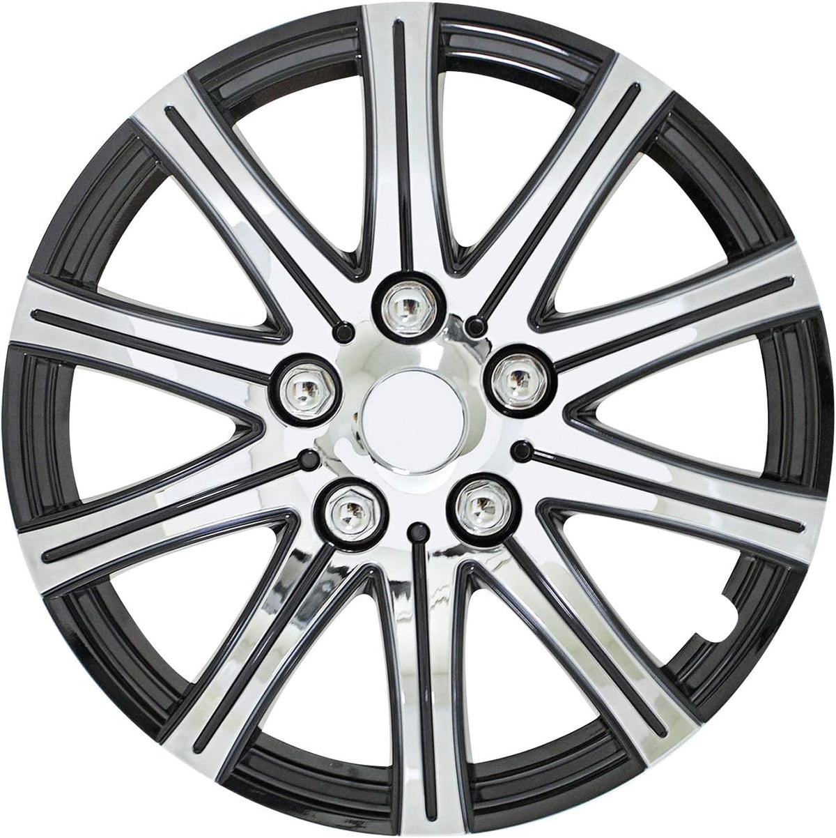 Black and Silver 10-Spoke 15 Inch Wheel Covers Set of 4 A6554