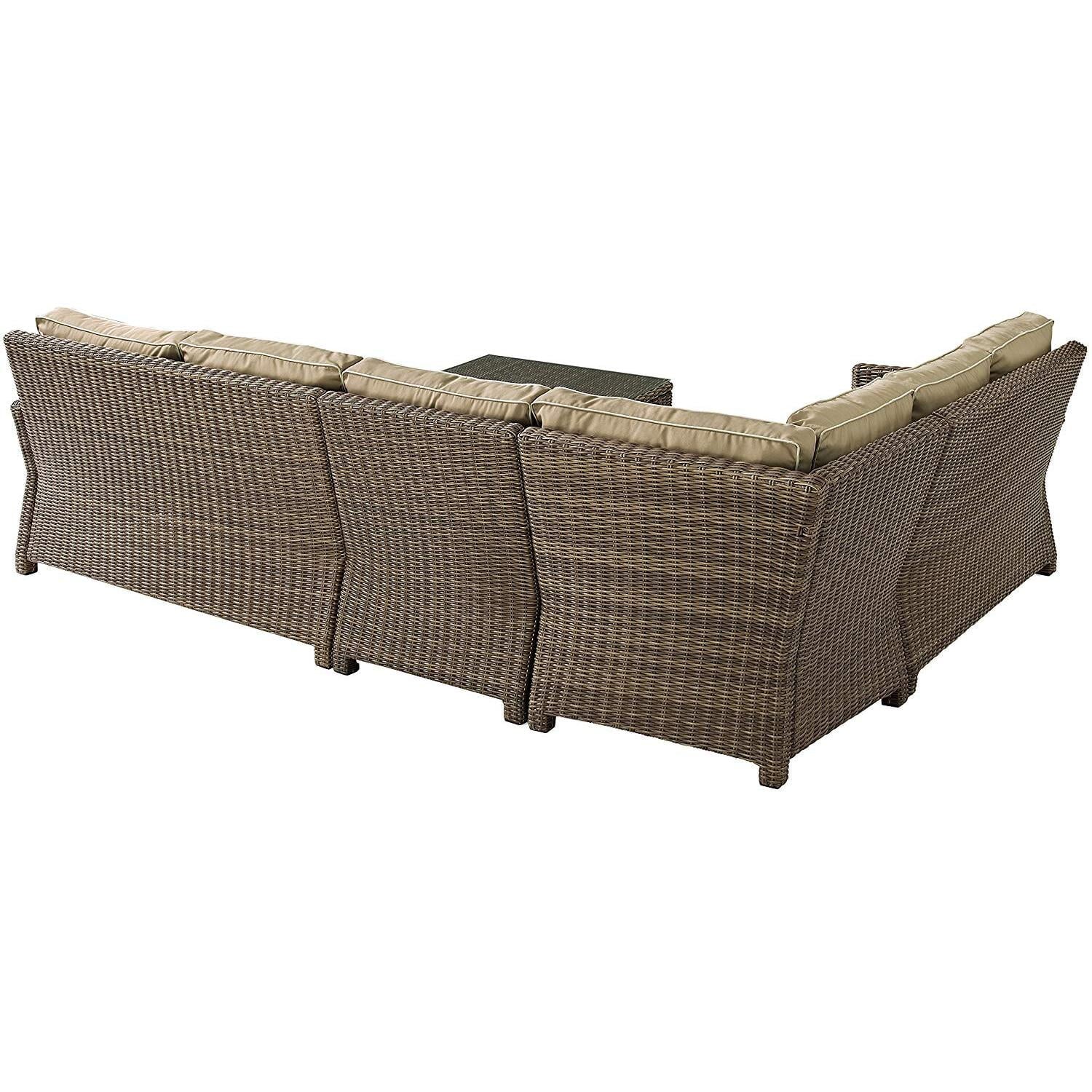 5Pc Outdoor Wicker Sectional Set with Glass Top Coffee Table S318334