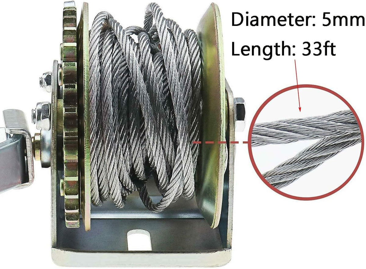 2500lbs Capacity Hand Winch with 32ft Steel Wire, Pack of 2 W9254