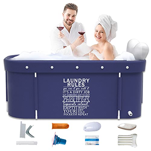 Blue Portable Foldable Bathtub 47.3X21.7X19.7inch Q20292