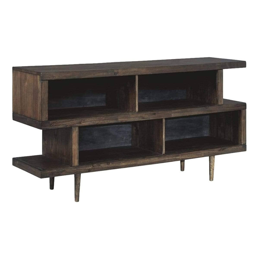 Brown 4 Open Shelf Storage Server with Round Tapered Legs M515