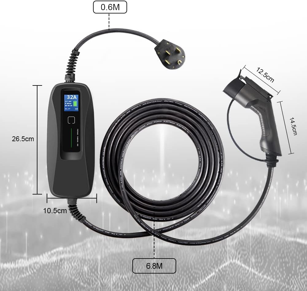 32 Amp Level 2 Portable EV Charger with NEMA14-50 26ft Cable Q545159
