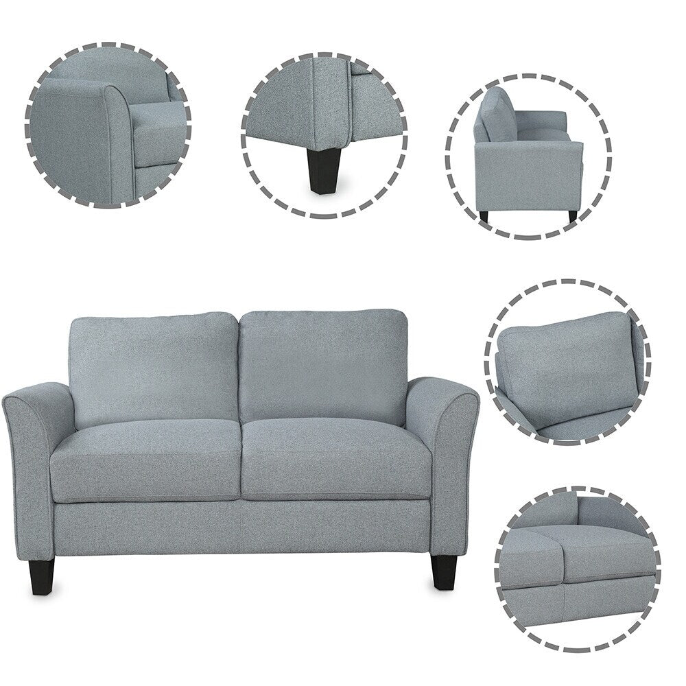 Grey Armrest Single Sofa Chair and Loveseat Sofa W456398