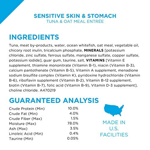 Sensitive Skin and Stomach Wet Cat Food Variety Pack, Pack of 24, 3 oz. Cans L9371