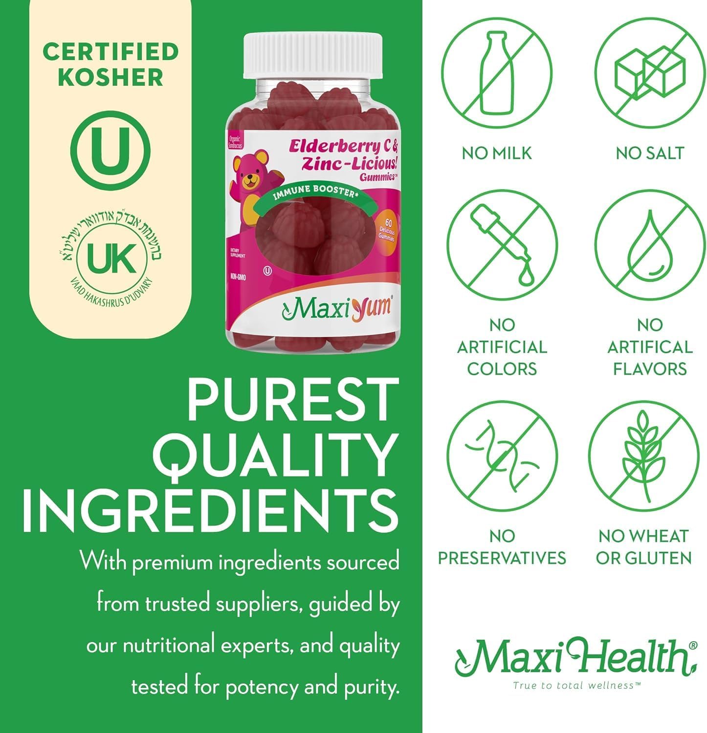 60 Gummies Elderberry Zinc Gummies with Vitamin C D39433