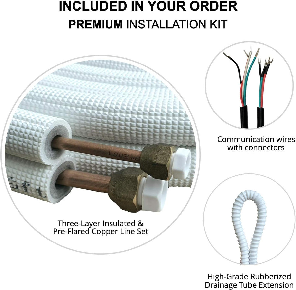 12,000 BTU Ductless Mini Split Air Conditioner Heat Pump with 16ft Installation Kit U611042
