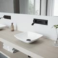 Hyacinth Matte Stone Vessel Bathroom Sink Set with Wall Mount Faucet in Matte Black B8890