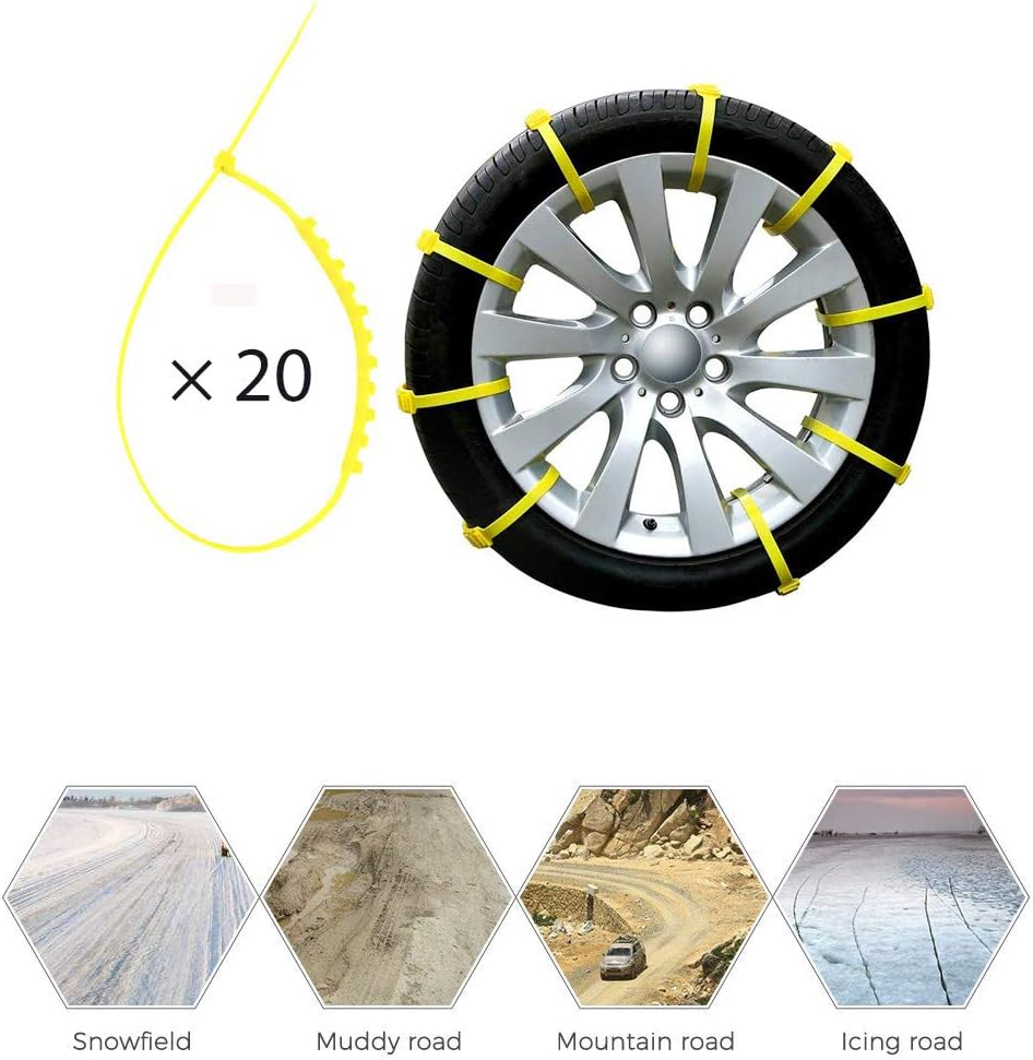 20Pcs Anti-Skid Snow Chains for Tyres Width 145-295mm P807216
