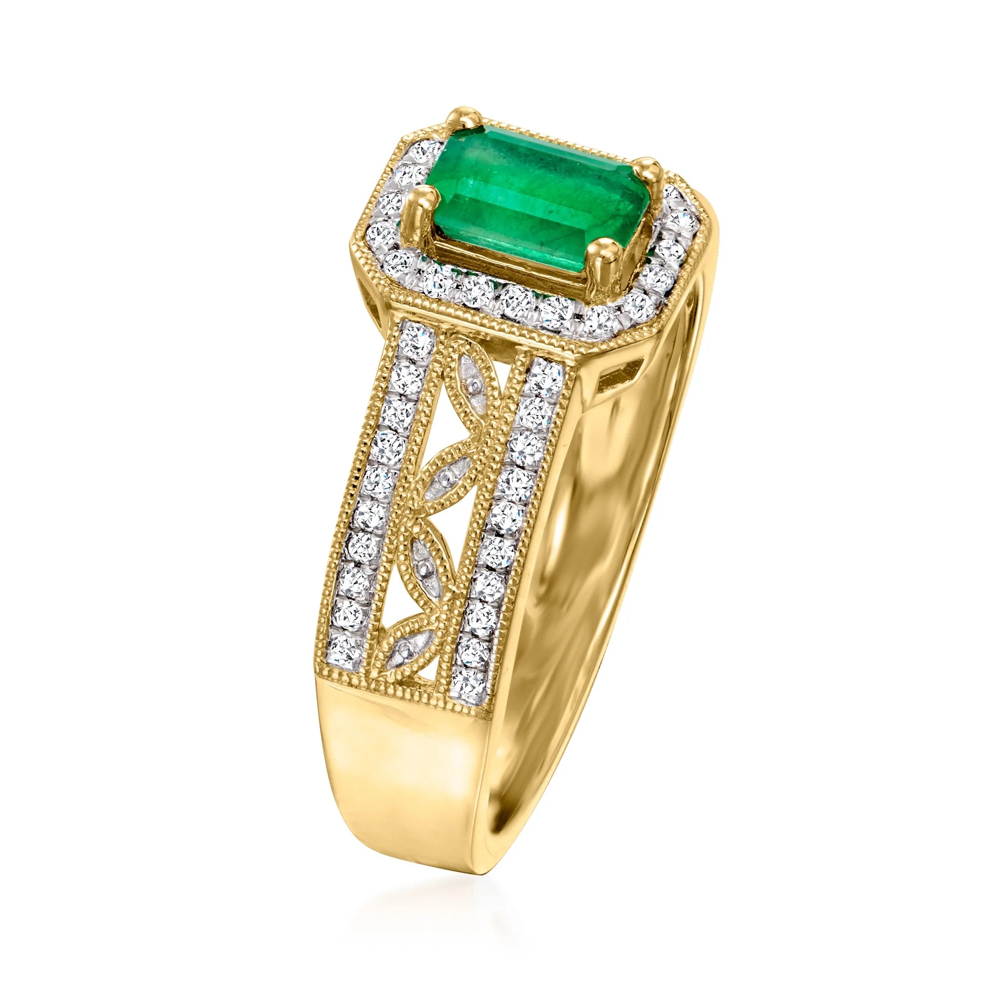 0.40 Carat Emerald and .22 ct. t.w. Diamond Halo Ring in 14kt Yellow Gold H562688
