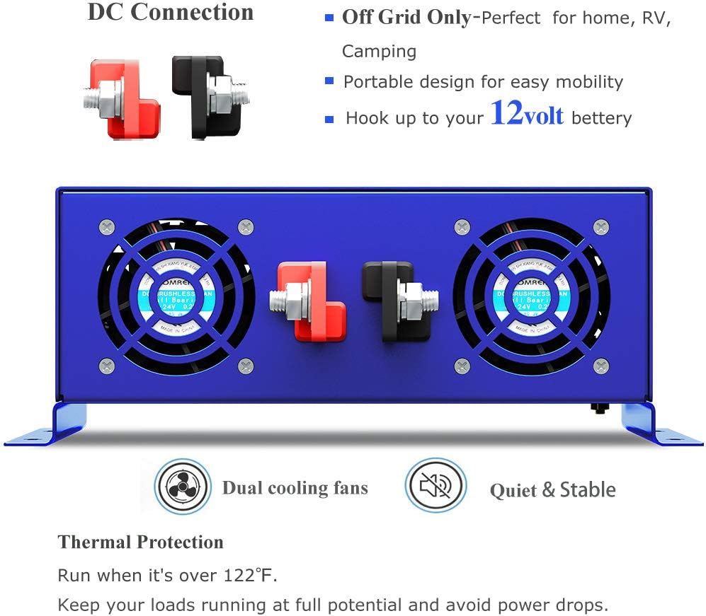 3000W Pure Sine Wave Power Inverter 12V DC to 120V AC T5578