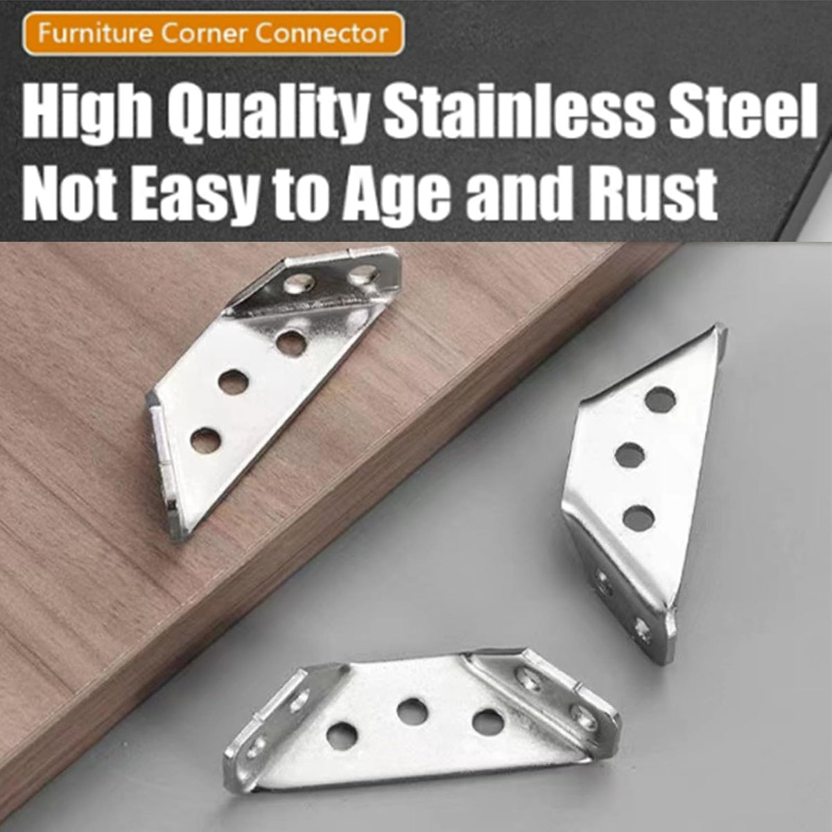 10 Pack Stainless Steel Corner Connector with Screws L7616