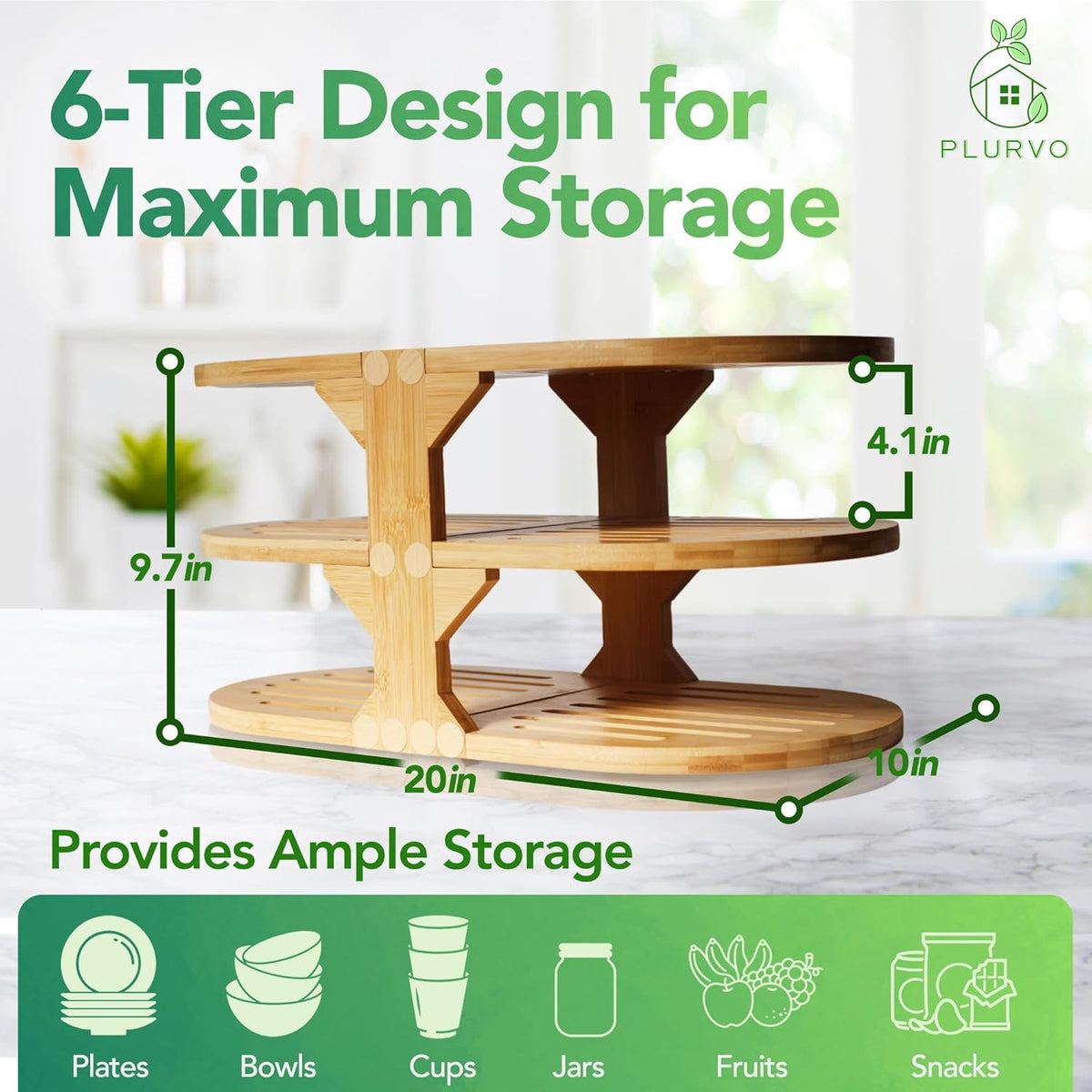 6-Tier Bamboo Plate Organizer L505